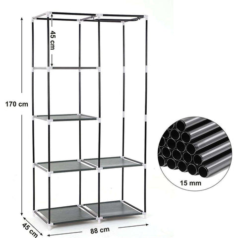 Rootz Wardrobe - Foldable Wardrobes - Wardrobe Foldable Gray