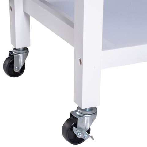 Rootz Kitchen Trolley - Serving Trolley - 2 Drawers - On Wheels - 4 Storage Compartments - 88.5 x 40 x 86 cm - White - Brown