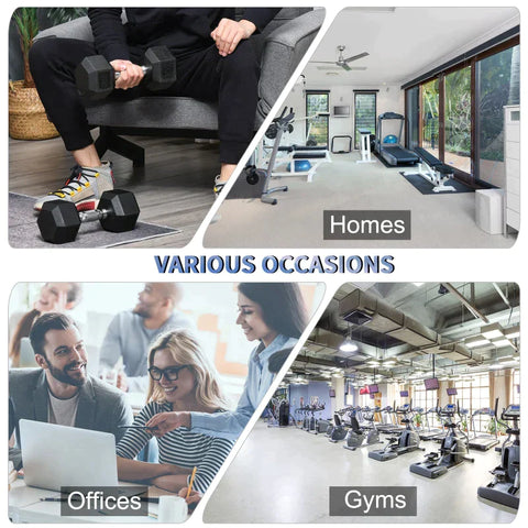 Rootz 2x10 kg Hexagonal Dumbbells - Rubber Dumbbell - Knurled Handle - Sports Hex Weights Sets - Weight Lifting Exercise - Home - Gym - Black