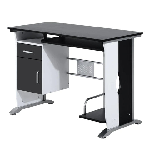 Rootz Computertisch – Eckschreibtisch – Bürotisch – mit Schubladen – Weiß/Schwarz/Silber – 100 x 52 x 75 cm