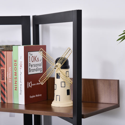 Rootz Bookcase - Bookshelf - MDF - 4 Layers - Walnut/Black