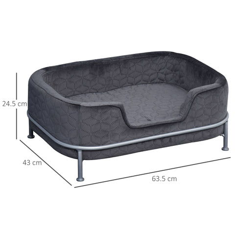 Rootz Dog sofa - Dog bed - Velvet - Gray - 63.5 x 43 x 24.5 cm