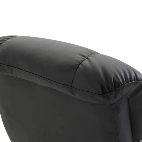 Rootz Massage Chair - Footstool - 10 Vibration Points - 145° Adjustable Backrest - Elegant+smooth - Faux Leather - Black - 76L x 80W x 102H cm