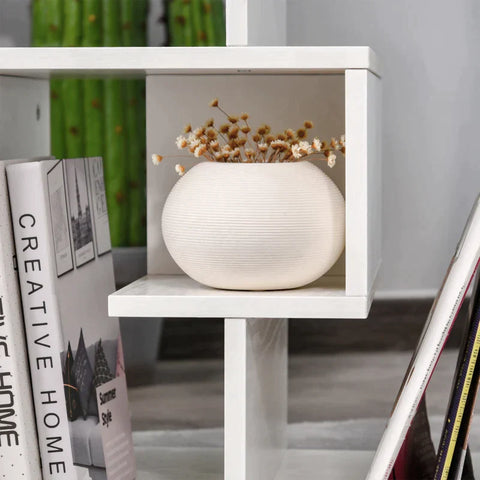 Rootz Side Table - 3-Tier Side End Table - Open Shelves Storage - Coffee Book Magazine Desk - Home - Living Room - White - 45 cm x 40 cm x 55 cm