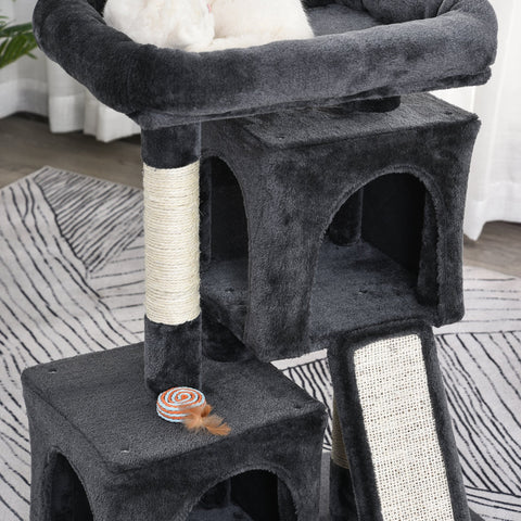 Rootz Scratching Post - Cat Bed - Play Tree - Climbing Cave - Plush - Dark Grey