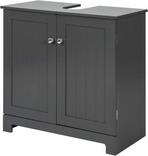 Rootz Ondergootsteenkast - Badkamermeubel - Badkameropbergkast met 2 deuren, B60 x D30 x H60cm, Donkergrijs