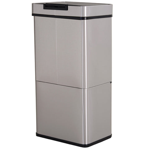Rootz Prullenbak - Sensor Prullenbak - Afvalscheidingssysteem - 72 L - 3-Vaks - RVS - 42 x 30 x 81 cm - Zilver