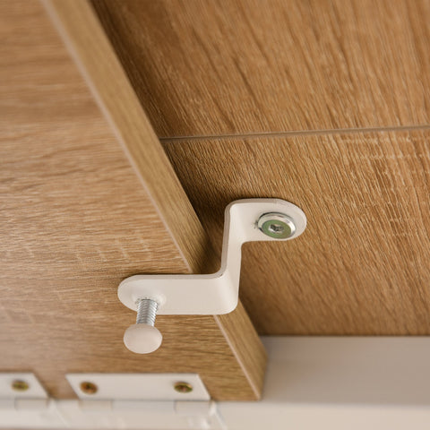 Rootz Folding desk - Folding table - Office table - Desk - Wheels - Shelves - Anti-Slip - Natural - White