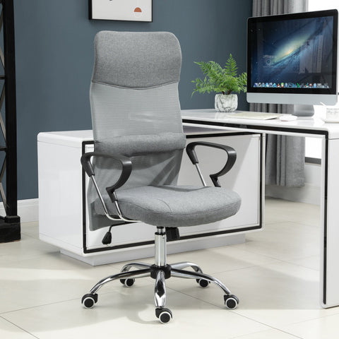 Rootz Office Chair - Gaming Chair - Game Chair - Ergonomic - Rotatable - Adjustable - 58.5 x 66 x 115-124 cm - Gray - Linen