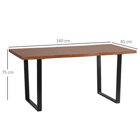 Rootz Dining Table - Kitchen Table - Industrial Design - Living Room - Mdf+Steel - Large Table - Non-slip Foot - Brown + Black - 160cm x 85cm x 75cm