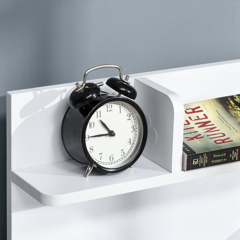 Rootz Bedside Table - 2 Drawers - Storage Space - Rounded Corners - Processed Wood - 40 x 30 x 60 cm - White