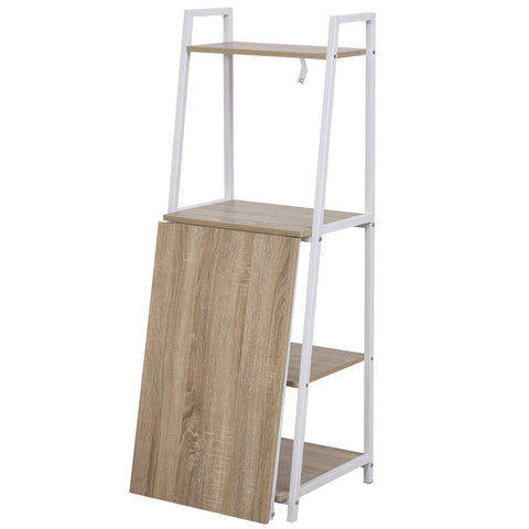 Rootz Desk - Foldable Desk - Bookcase - 4 Levels - Computer Desk - Processed Wood - Metal - White - Oak