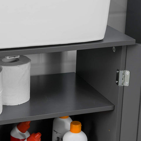 Rootz Ondergootsteenkast - Badkamermeubel - Badkameropbergkast met 2 deuren, B60 x D30 x H60cm, Donkergrijs