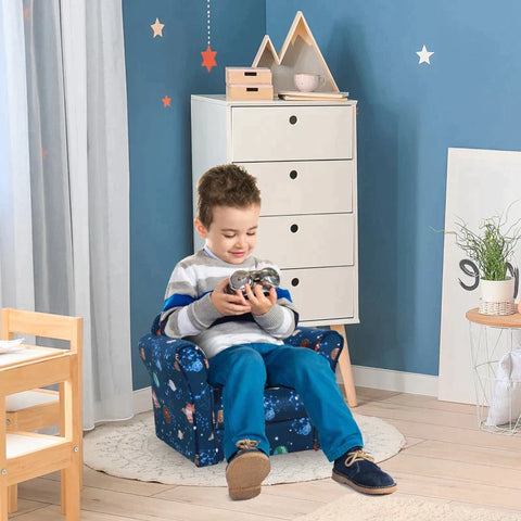 Rootz Kindersofa – Kindersessel – Kindersofa – Kindersofa, Minisofa – Polyester – Blau – 50 x 39 x 44 cm