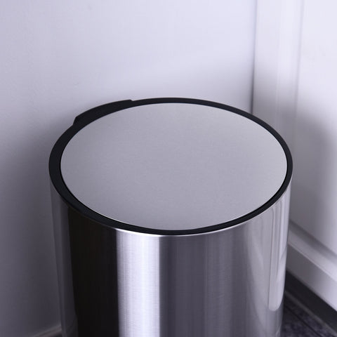 Rootz Trash Can - Pedal Bin - Inner Bucket - 20 L - Soft Close - Stainless Steel - 30.8 x 48.7 cm - Silver - Black
