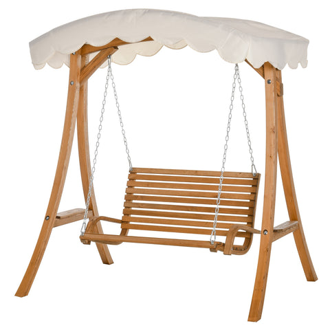 Rootz Garden Swing - 2-seater Swing - Larch Wood - Natural/White - 170 x 135 x 170 cm