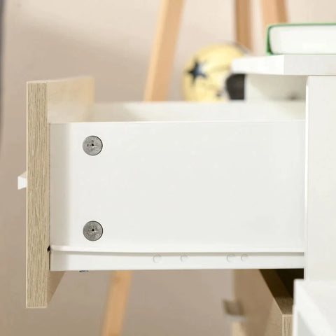 Rootz Drawer Cabinet -  Bathroom Cabinet - Chest Of Drawers With 4 Drawers - Bedroom - Living Room - White/Oak - 76 x 35 x 72 cm