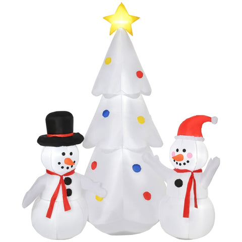 Rootz Christmas Decoration - Inflatable Christmas Decoration - Christmas Tree - Two Snowmen - White - 143 x 92 x 185 cm