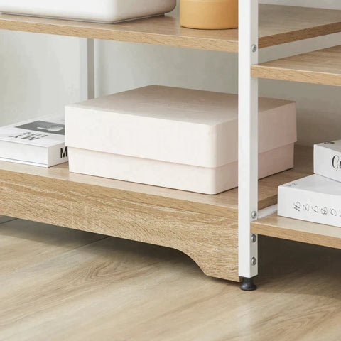 Rootz Kitchen Shelf - Standing Shelf - Storage Shelf - Corner Shelf With 7 Shelves - Non-slip Foot Caps - Metal Shelf - Robust And Stable - White/Natural - 90 x 40 x 95 cm