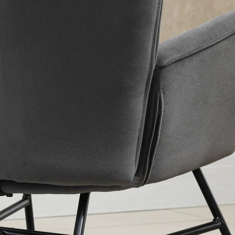 Rootz Schaukelstuhl – Schaukelstuhl mit Sherpa-Fleece – Dunkelgrau + Natur – 84 cm x 70 cm x 96 cm