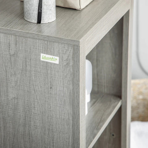 Rootz Bathroom Cabinet - Compact Bathroom Cabinet - Storage Cabinet - 2 Shelves - Chipboard - Grey - 40 cm × 30 cm × 89 cm