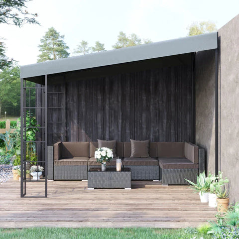 Rootz Pergola - Gazebo - Pavilion - Canopy Tent - Metal/Polyester - Grey - 3.98L x 2.98W x 2.5H m