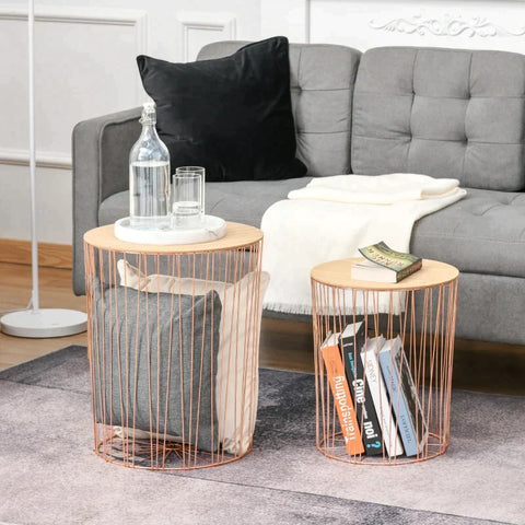 Rootz Side Table - Bedside Table - Bedroom Stand - Side Table Set - Rose Gold