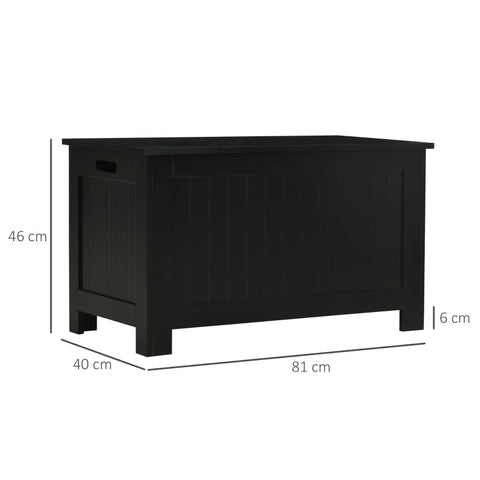 Rootz Bench With Storage Space - Country House Style - Kinds Of Toys - Including Safety Hinges - Living Rooms - Chest - Storage Box - Black - 81L x 40W x 46H cm