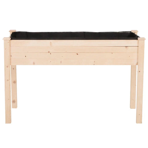 Rootz Verhoogd Bed - Plantenbak - Bloembak - Bloempot - Kruidenbed met Afwateringsgaten - Vliesdoek - Massief Hout Naturel - 122,5 x 56,5 x 76 cm