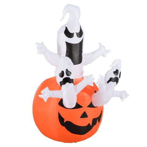 Rootz Inflatable Pumpkin Ghost - Halloween Ghost - Halloween Decoration - With LED Lighting - 120x120x180cm