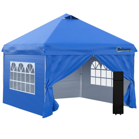 Rootz Folding Gazebo - Pavilion - Gazebo - Garden Pavilion - Garden Tent - Foldable Party Tent - Blue - 300L x 300W x 284H cm
