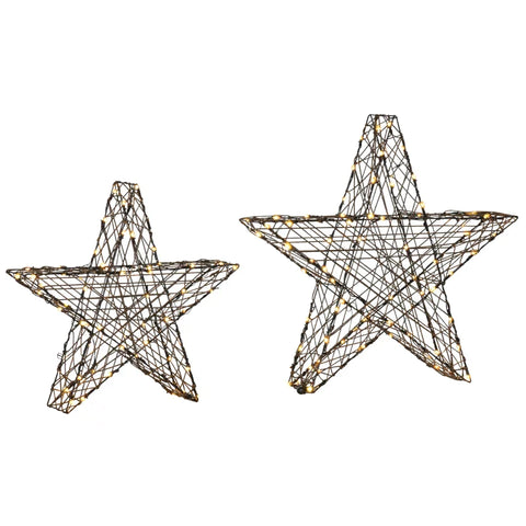 Rootz Weihnachtssternlicht – Weihnachtsbeleuchtung – Set mit 2 Weihnachtssternen – 160 LEDs – wetterfest – Metall – Braun – 80 x 30 x 80 cm