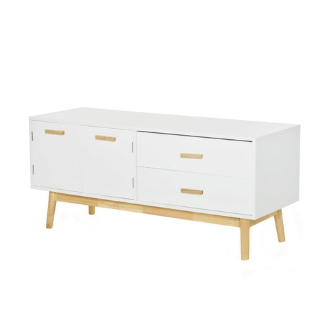 Rootz TV Cabinet - TV Stand - TV Lowboard Chest - Living Room Drawer - White - 115 x 40 x 51 cm