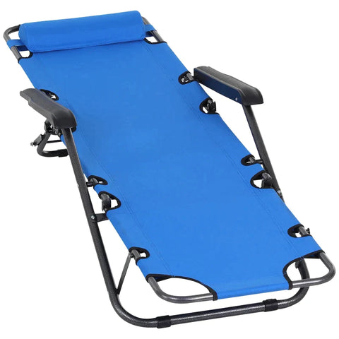 Rootz Sonnenliege – Gartenliege – Strandliege – Entspannungsliege – klappbar – Metall + Oxford-Stoff – Blau – 135 x 60 x 89 cm
