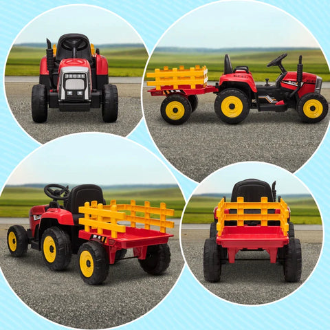 Rootz Electric Children's Car - Children's Tractor - Including Parent - Remote Control - Max. Speed Of 6 Km/h - Plastic - Red + Black - 136.5L x 50W x 52.5H cm