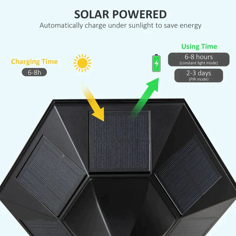 Rootz Garden Lamp Post Light - Solar Garden Lantern - Outdoor LED Solar Light - Outdoor Post Light - Aluminium - Tempered Glass - Black - 22 x 22 x 194 cm