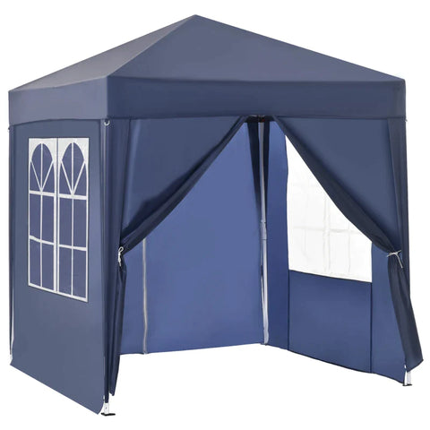 Rootz Folding Gazebo - Quick Assembly - 4 Side Walls - 2 Large Windows - Steel Frame - Blue - 2 x 2 x 2.4 m