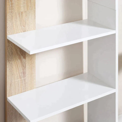 Rootz Free-standing Bookcase - 5-tier Office Shelving - Storage Shelving - Filing Shelving - Kitchen Shelving - Oak/White - 45 x 21 x 170 cm