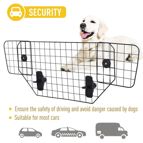 Rootz Dog Guard - Pet Car Barrier - Adjustable - Divider - Metal - Black - (89-122) x 41 cm
