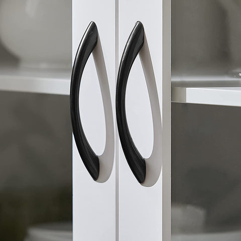 Rootz Keuken Eetkamer Woonkamer Dressoir Opbergkast Kast op Wielen - Opbergkast met Glazen Deurtjes