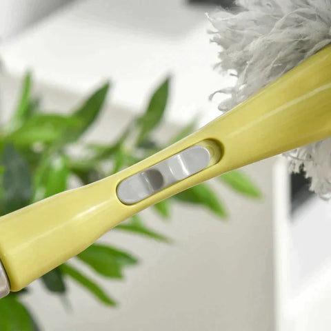Rootz Duster Set - Three Attachments - Extendable Telescopic Rod - Polyester + Microfibre + Aluminium - Yellow + Grey - 4 x 4 x 180 cm