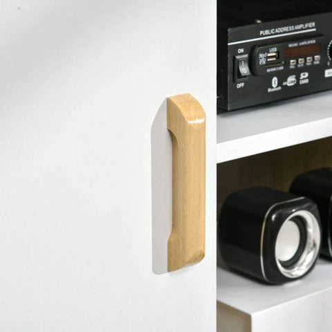 Rootz TV Cabinet - TV Lowboard -  TV Table - Sideboard With 2 Cabinets And Open Shelves - Scandi Design - Natural + White - 120 X 40 X 55 cm