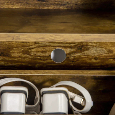 Rootz Shoe Cabinet In Industrial Design - 12 Pairs Of Shoes - 2 Tilting Compartments And 4 Shelves - Adjustable Divider & Open Compartment - Brown - 60 cm x 24 cm x 102 cm