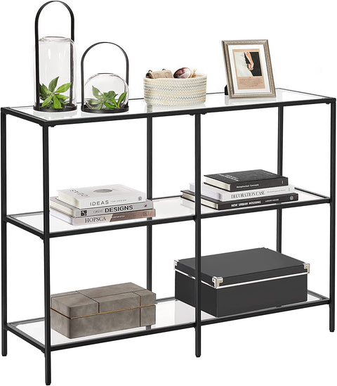 Rootz Console Table - Console Table - Side Table - with Tempered Glass - Modern - Black - 100 x 30 x 73 cm
