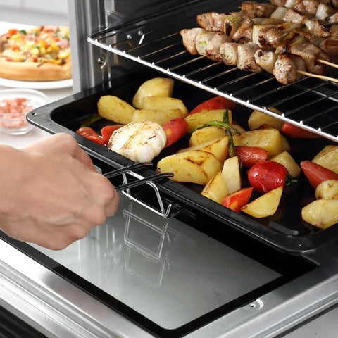 Rootz Mini Oven - Electric Mini Oven With Slag Drip Tray -  Wire Rack - Baking Sheet Handle - Metal - Stainless Steel - Glass - Silver - 52.2 x 38.1 x 33.5 cm