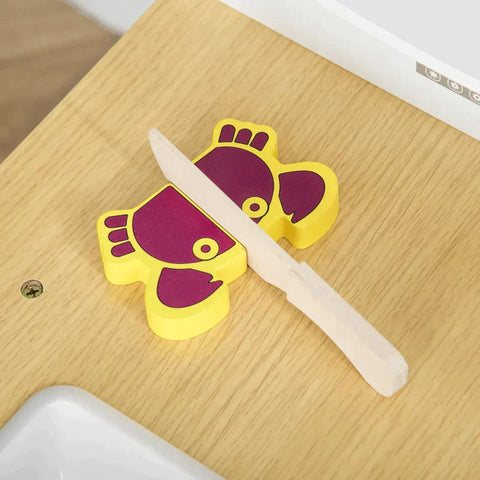 Rootz Children's Kitchen Playset - Children's Kitchen - Wooden Kitchen - Kitchen Toys - With Sink Pots Kitchen Gadgets - Wood/White - 82 x 65 x 87 cm