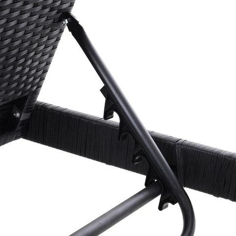 Rootz Lounge Chairs - Polyrattan Driedelige Set Ligstoel - Tuinligstoel - Theetafel - Metaal - Polyester - Zwart/Wit - 195 x 60 x 86 cm