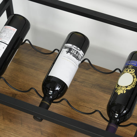 Rootz Keukentrolley - Serveerwagen - Keukentrolley - Wijnrek - Glashouder - Rem - Op wielen - Metaal - Bruin - Zwart