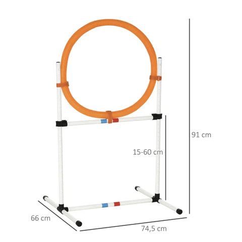 Rootz Dog Training Set - Jumping Ring - Pet Agility - Pet Training - White/Orange - 74.5 x 66 x 91 cm