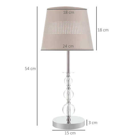 Rootz Tischlampe - Nachttischlampe - Tischlampe mit Stoffschirm - Schreibtischlampe - Moderner Stil - Schlafzimmer - Wohnzimmer - E27-Fassung - Acrylmetall - Grau - Ø24 x 54H cm
